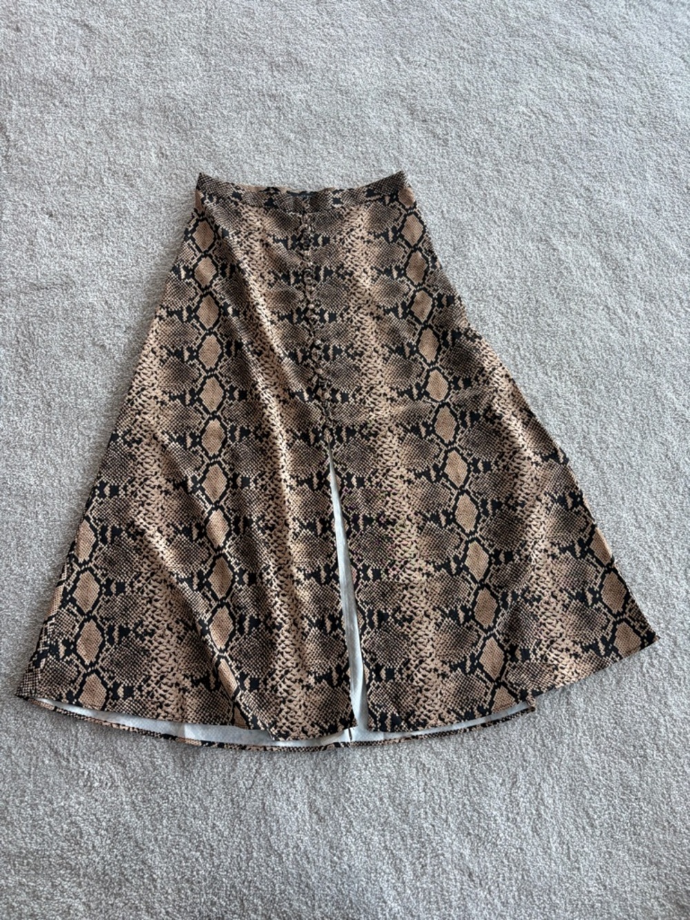 Zara Tan & Black Snake-Print Circle Skirt